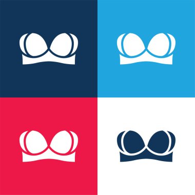 Sütyen mavisi ve kırmızı dört renk minimal simge kümesi