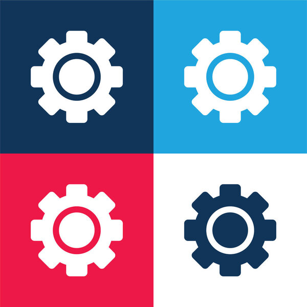 Big Gear blue and red four color minimal icon set
