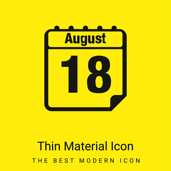 August 18 Daily Calendar Page Interface Symbol minimal bright yellow material icon