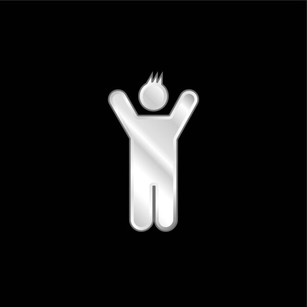 Boy With Rised Arms silver plated metallic icon