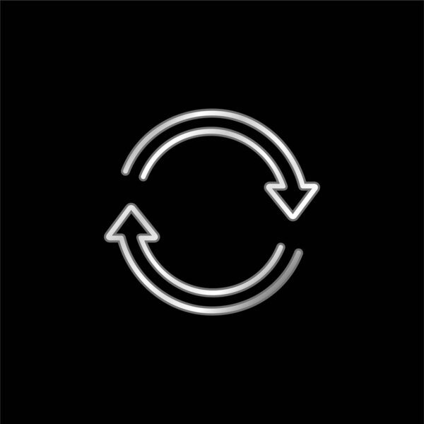 Arrows Ultrathin Circle In Clockwise Direction silver plated metallic icon