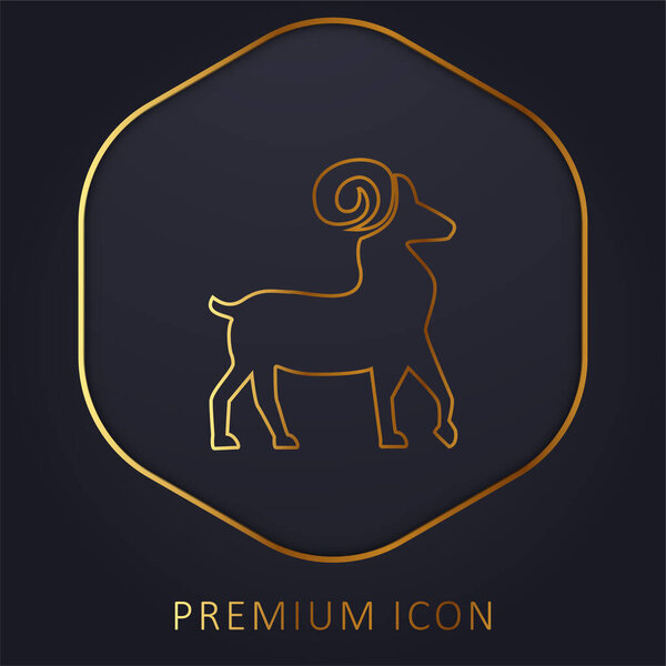 Aries Symbol golden line premium logo or icon