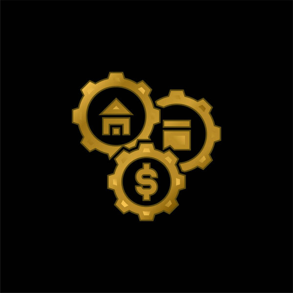 Assets gold plated metalic icon or logo vector