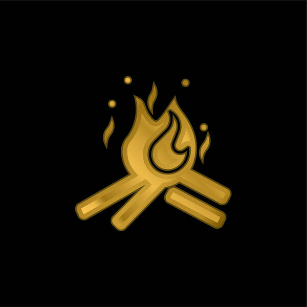 Bonfire gold plated metalic icon or logo vector