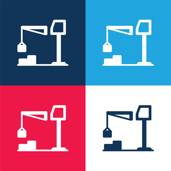 Big Derrick With Boxes blue and red four color minimal icon set