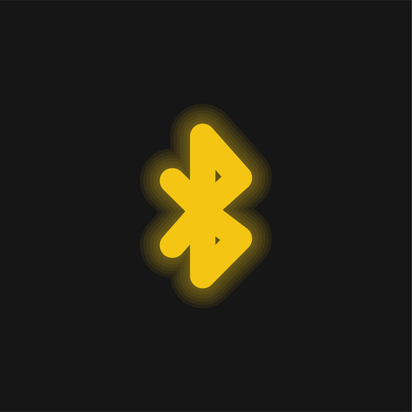 Bluetooth Symbol yellow glowing neon icon