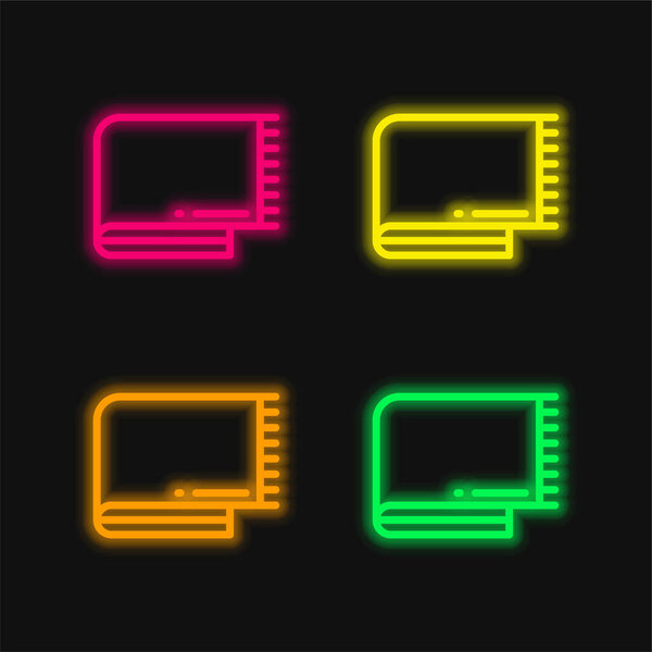 Blanket four color glowing neon vector icon