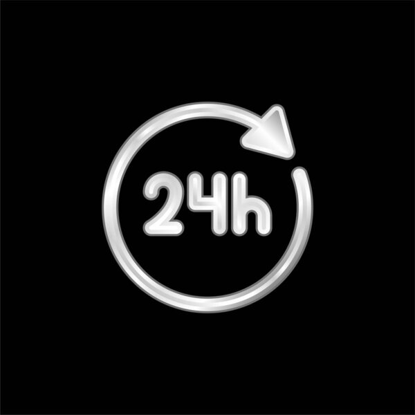 24 Hours silver plated metallic icon