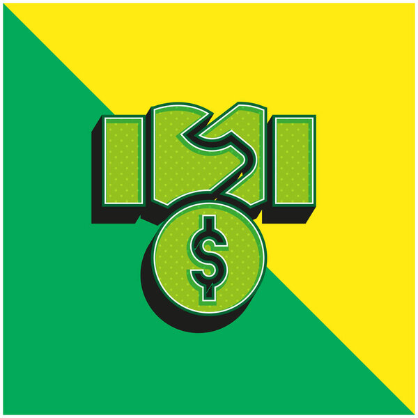 Подкуп Зеленый и желтый современный 3D логотип векторной иконы