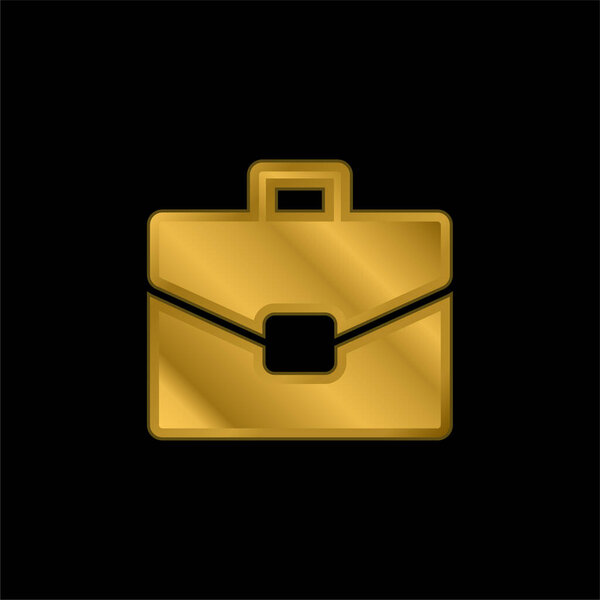 Briefcase gold plated metalic icon or logo vector