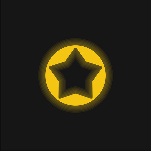 Желтый светящийся неоновый значок большой звезды