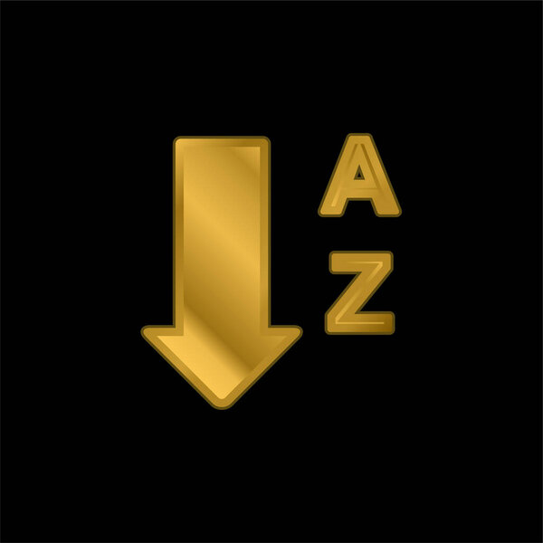 Alphabetical Order From A To Z gold plated metalic icon or logo vector