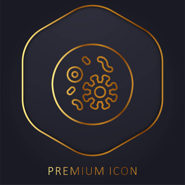 Bacteria golden line premium logo or icon