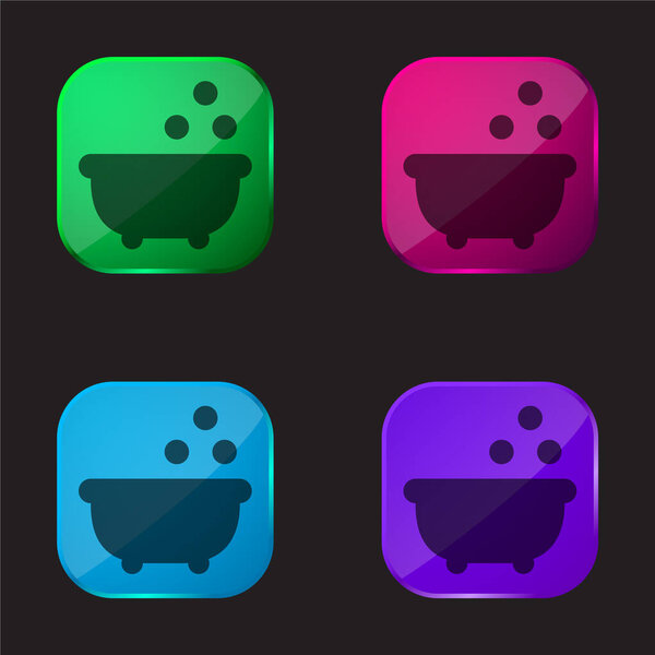 Bathtub four color glass button icon