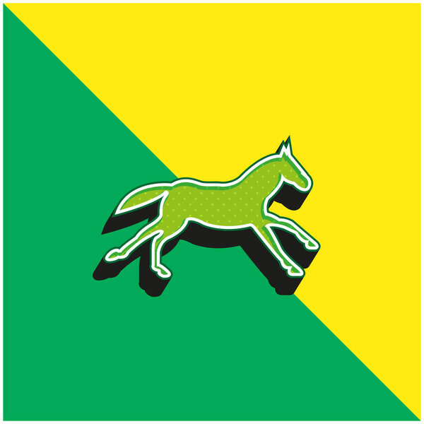 Black Running Horse Green and yellow modern 3d vector icon logo