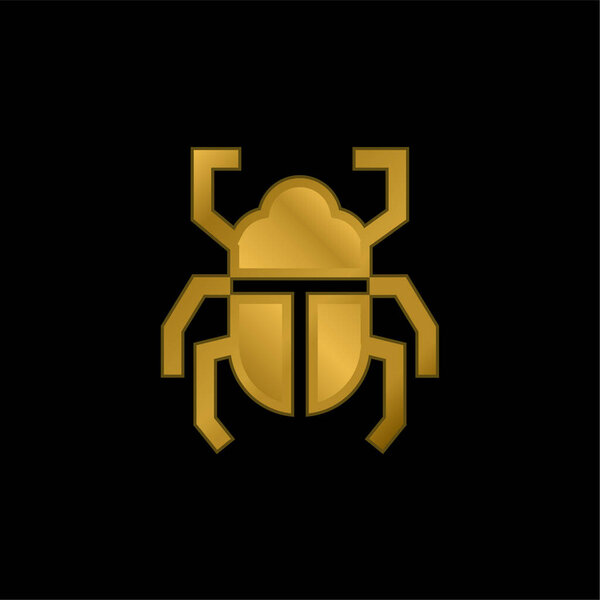 Beetle gold plated metalic icon or logo vector