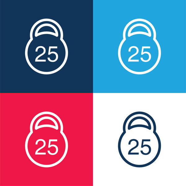 25 Kilos Weight blue and red four color minimal icon set
