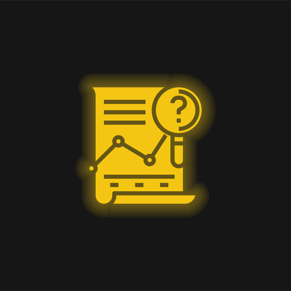 Analysis yellow glowing neon icon