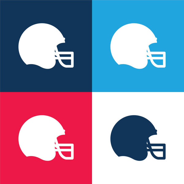 American Football blue and red four color minimal icon set