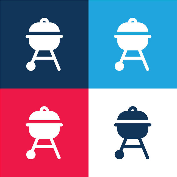 Bbq blue and red four color minimal icon set