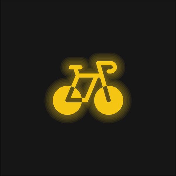 Bike yellow glowing neon icon