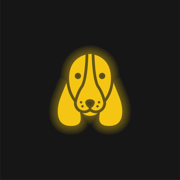 Basset Hound Dog Head yellow glowing neon icon