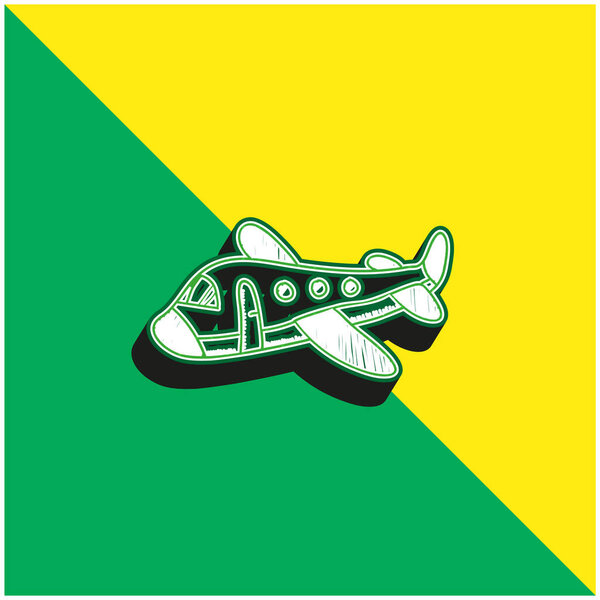 Airplane Green and yellow modern 3d vector icon logo
