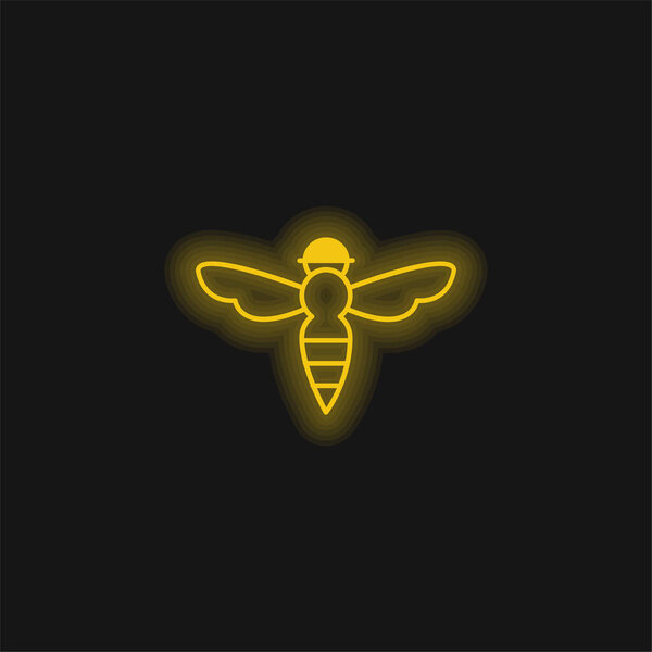 Bee With Sting Outline yellow glowing neon icon