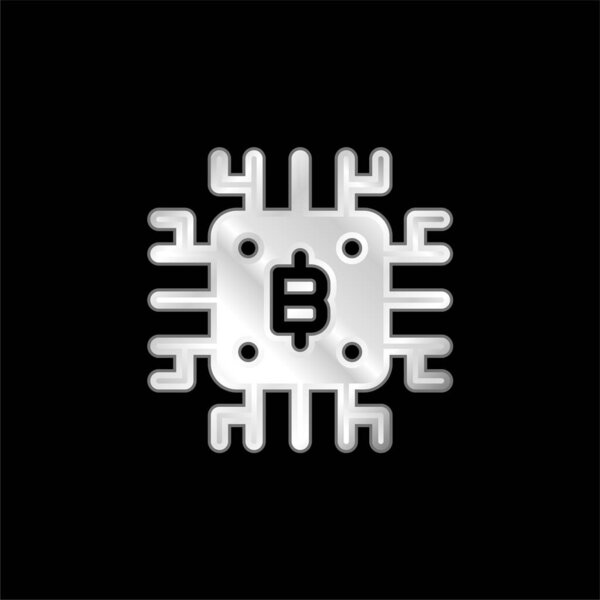 Серебристый металлический значок биткойна