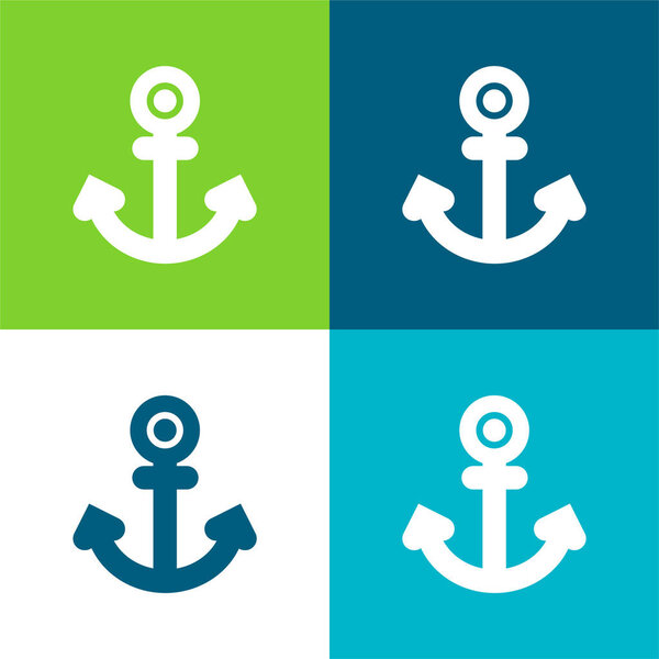 Anchor Tattoo Flat four color minimal icon set