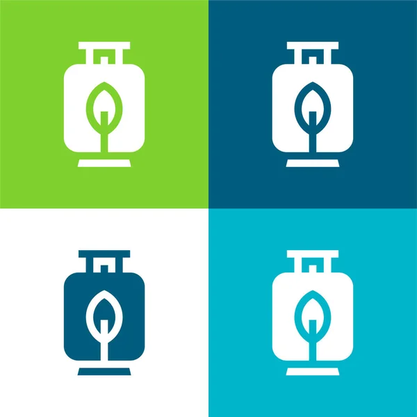 Biogas Flat Four Color Minimal Icon Set — Stock Vector