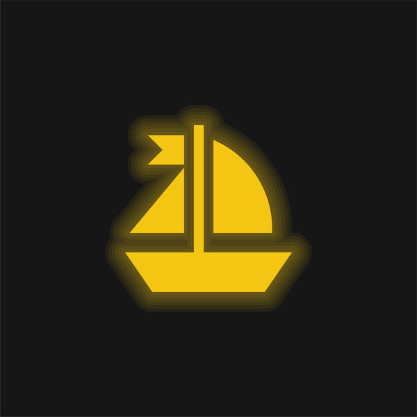 Boat yellow glowing neon icon