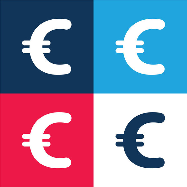 Большой Евро, синий и красный четыре цвета минимальный набор значков