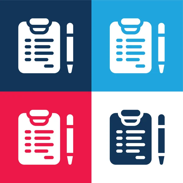 Adoption Form Blue Red Four Color Minimal Icon Set — Stock Vector