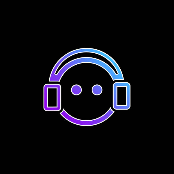 Boy With Headphones blue gradient vector icon