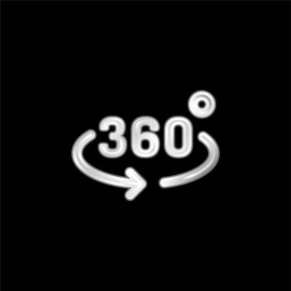 360 Degrees silver plated metallic icon