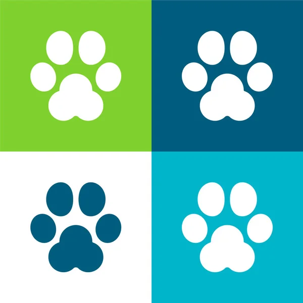 stock vector Animal Track Flat four color minimal icon set