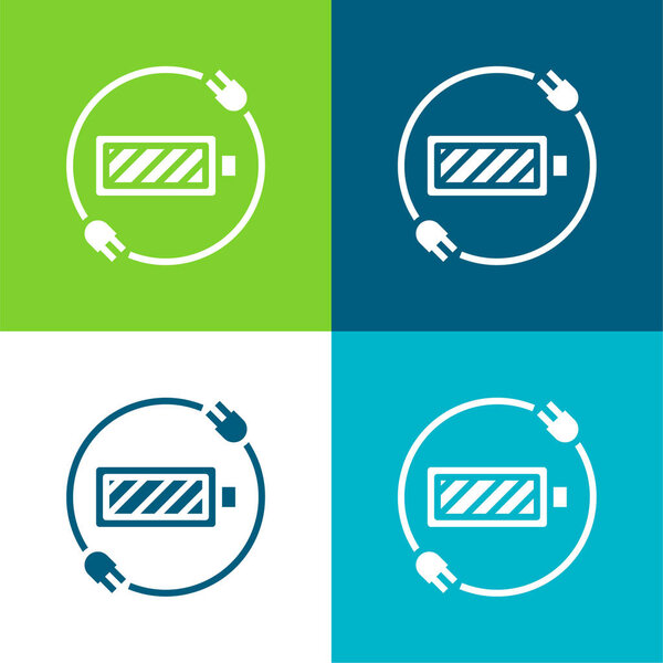 Battery Status Flat four color minimal icon set