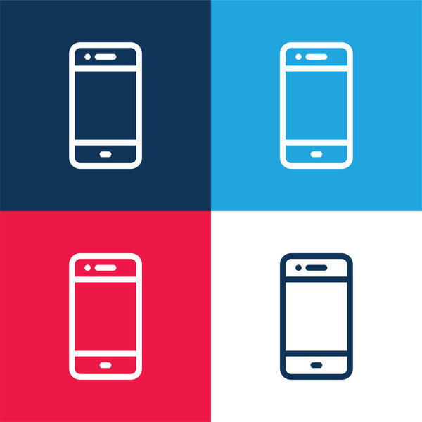 Большой телефон синий и красный четыре цвета минимальный набор значков