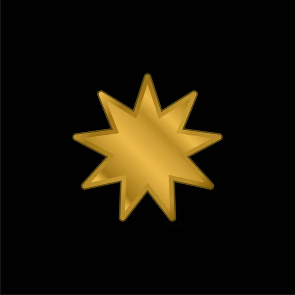 Bahai Banhado Ouro Ícone Metálico Vetor Logotipo — Vetor de Stock