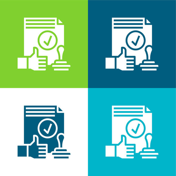 Одобрение Плоский четырехцветный минимальный набор значков