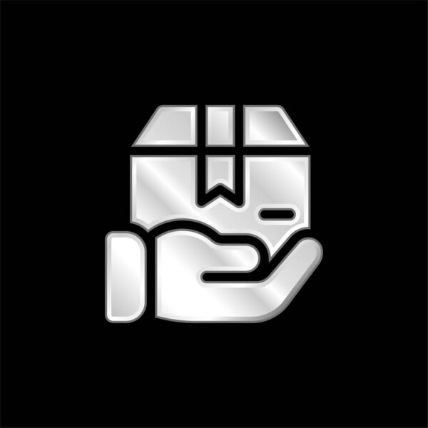 Box silver plated metallic icon