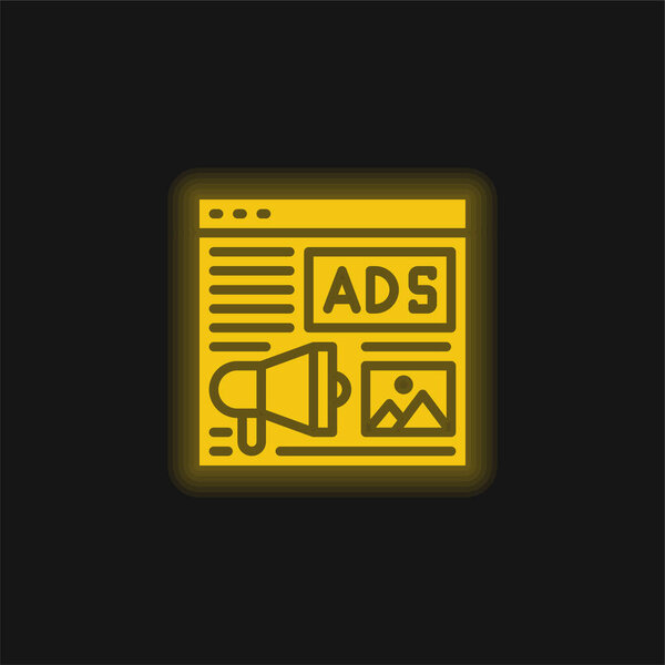 Advertising yellow glowing neon icon
