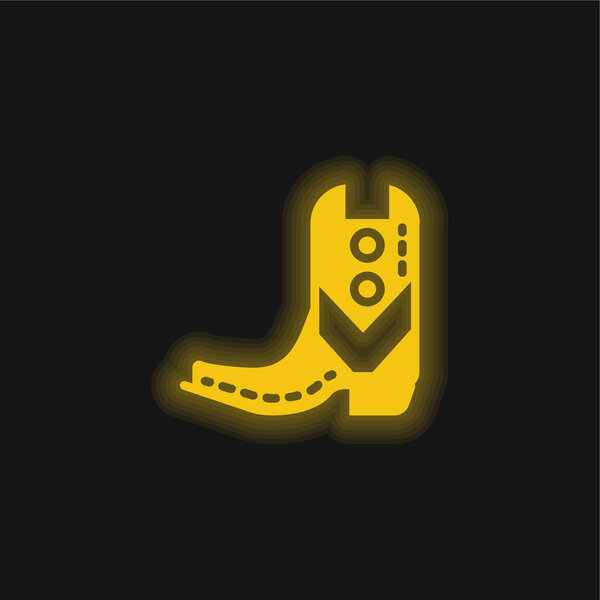 Boot yellow glowing neon icon
