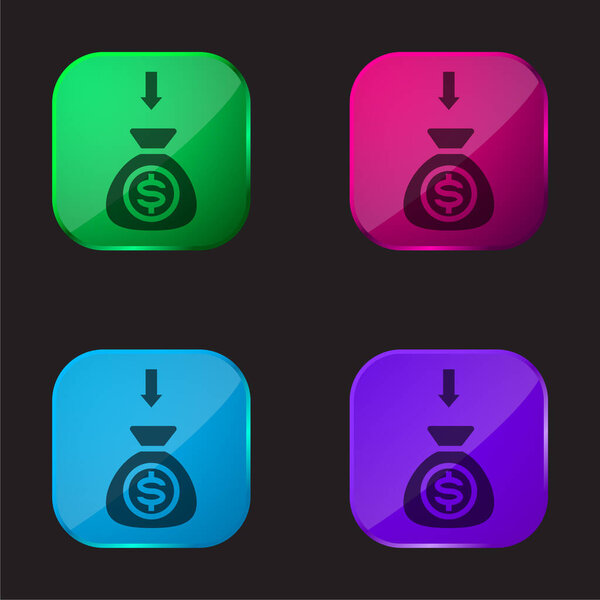 Arrows four color glass button icon