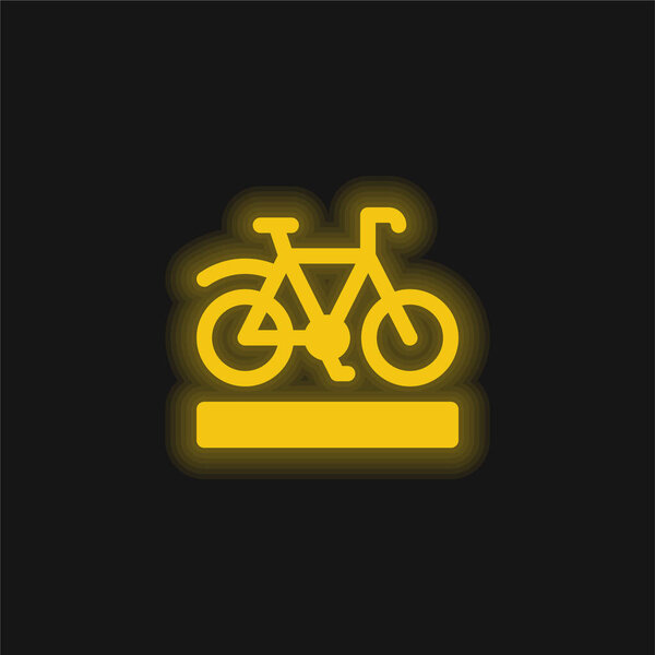 Bike Lane yellow glowing neon icon