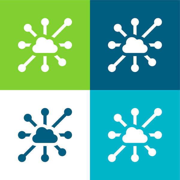 Big Data Flat four color minimal icon set