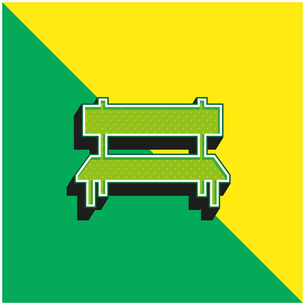 Bench Green and yellow modern 3d vector icon logo