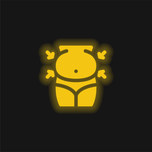 Belly yellow glowing neon icon