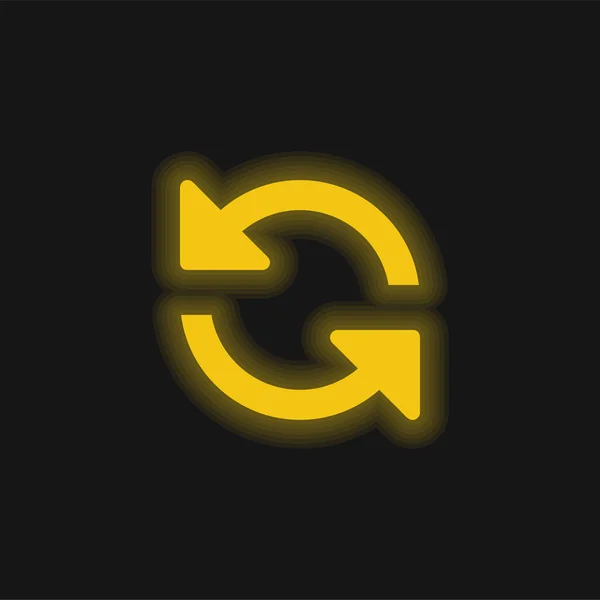 stock vector Arrows Couple Counterclockwise Rotating Symbol yellow glowing neon icon